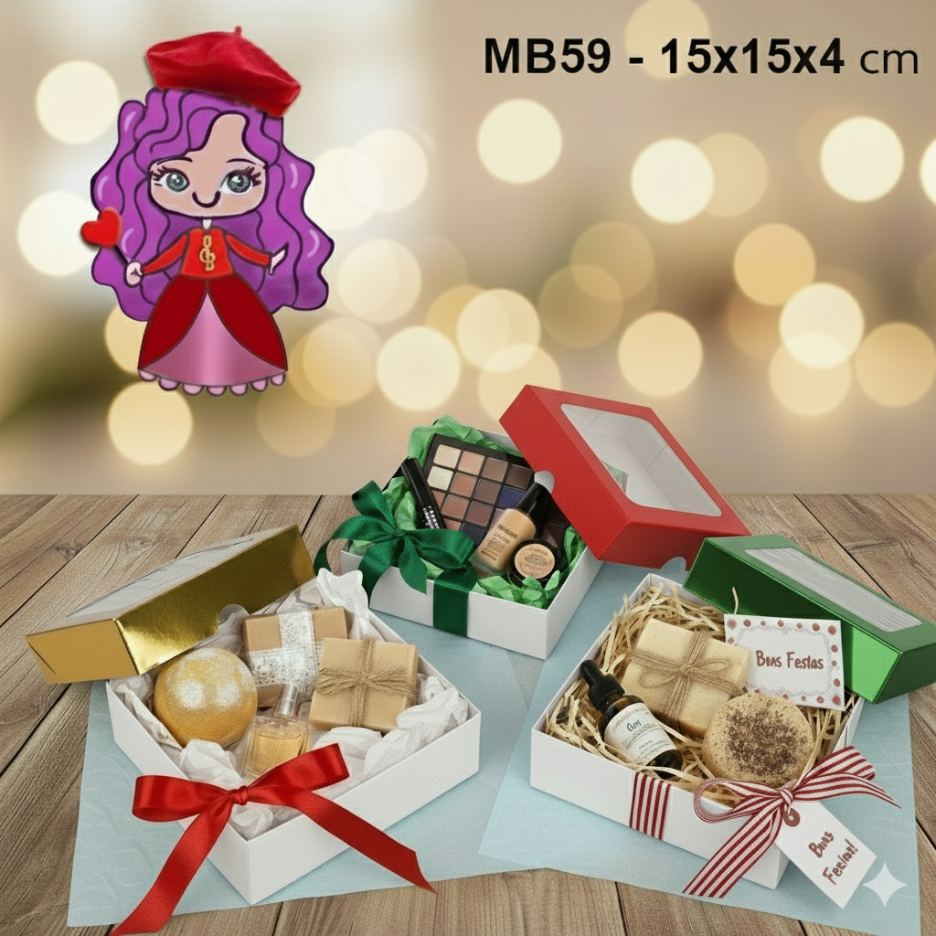 Embalagem MB59 com Visor em papel Laminado Colorido- 15x15x04cm- Pacotes com 10 unidades em Oferta na Shopee