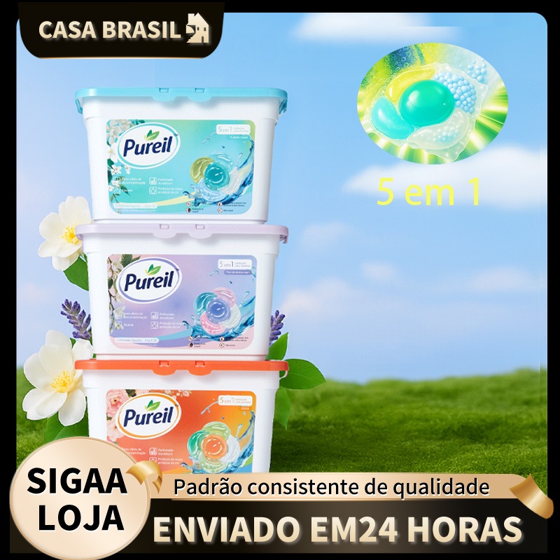 Cápsulas de detergente para roupa Pueril 5 em 1 30 cápsulas em Oferta na Shopee