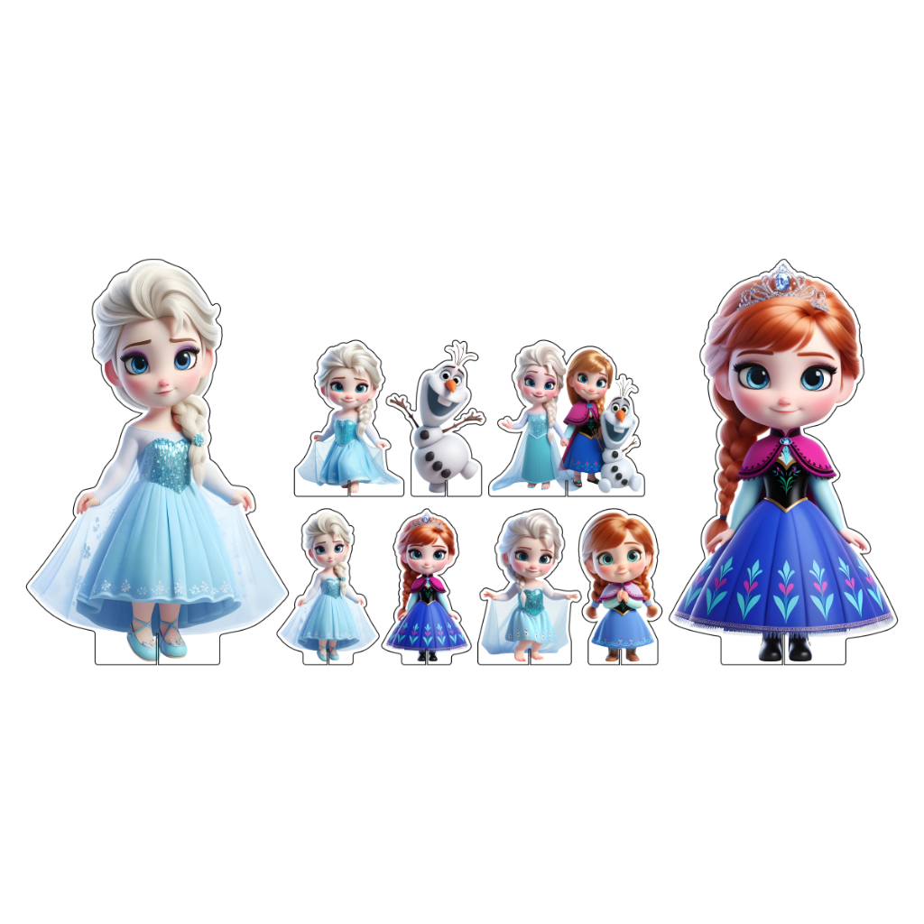 Kit Display Chão + Mesa Festa Infantil Frozen Cute 3D FC