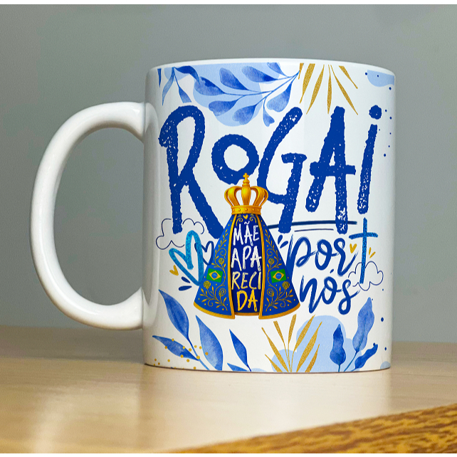 Caneca Xícara Nossa Senhora Aparecida Presente Lembrança Religioso Fé Motivacional Devocional Católico Frei Gilson 325ml