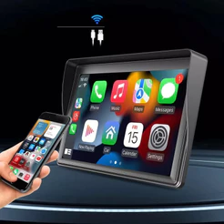 Multimídia Som De Carro Universal Carplay Android e IOS Tela 7 polegada Ventosa Carpei