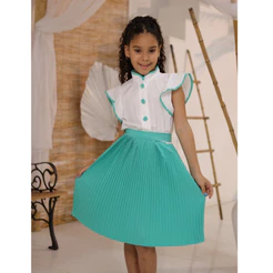 Vestido Plissado Infantil Menina e Juvenil Para Uso Casual e Eventos