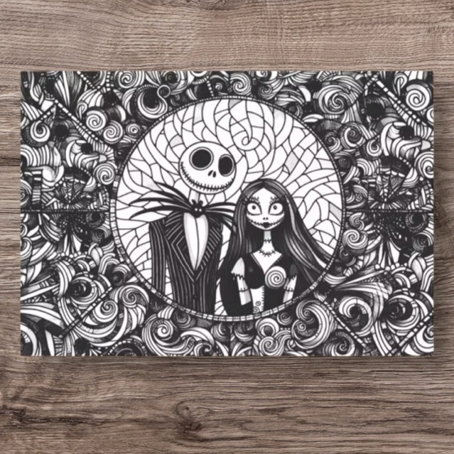 Tapete capacho para porta de entrada decoracao Halloween - Jack e Sally estranho mundo de Jack