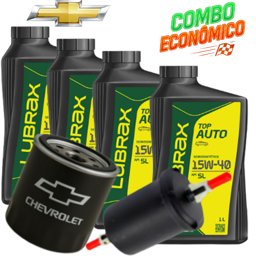 KIT TROCA DE ÓLEO CARRO GENERAL MOTORS 15W40 LUBRAX + FILTRO