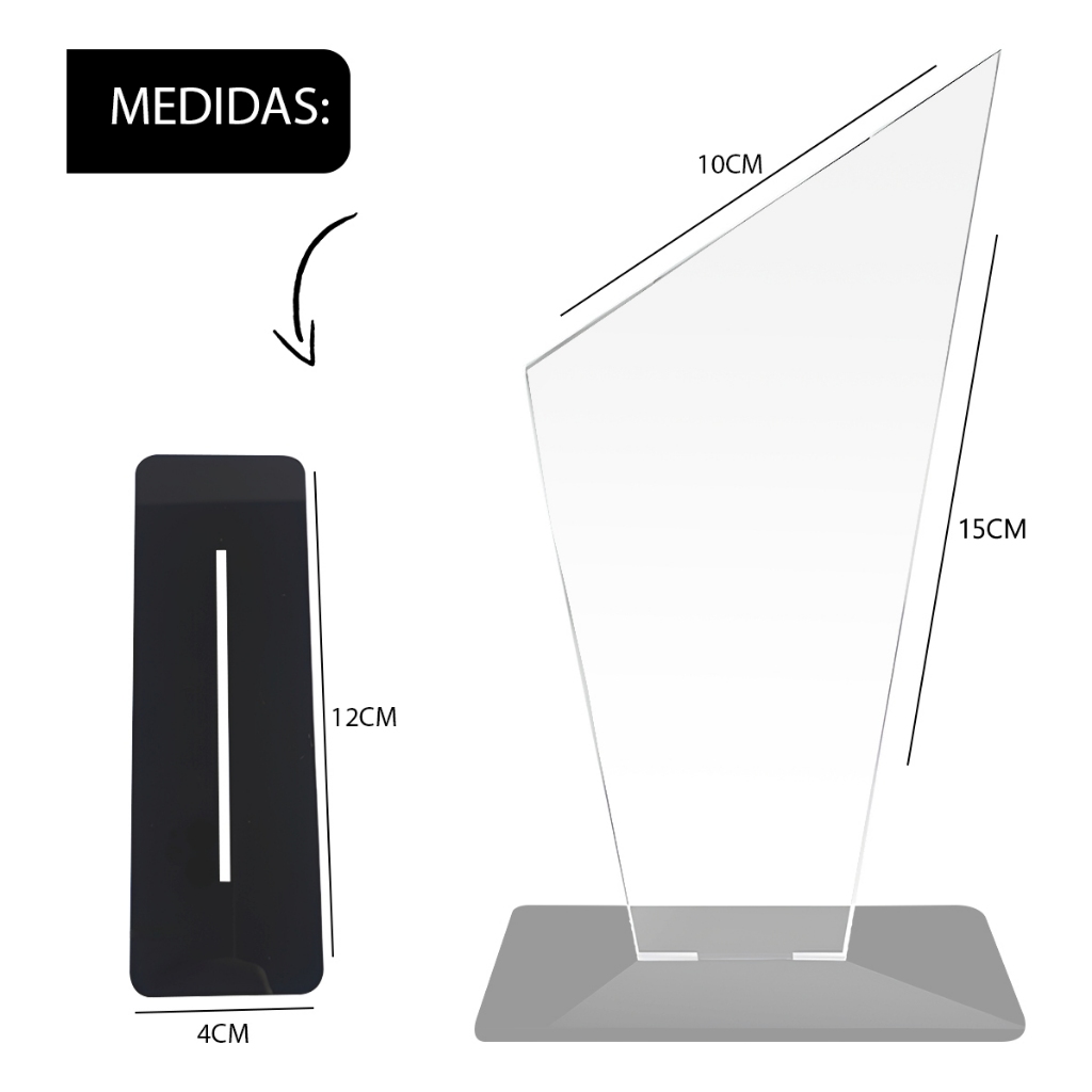 Kit 10 a 30 Troféu Acrílico Trapézio com Base Elegante Transparente em Oferta na Shopee