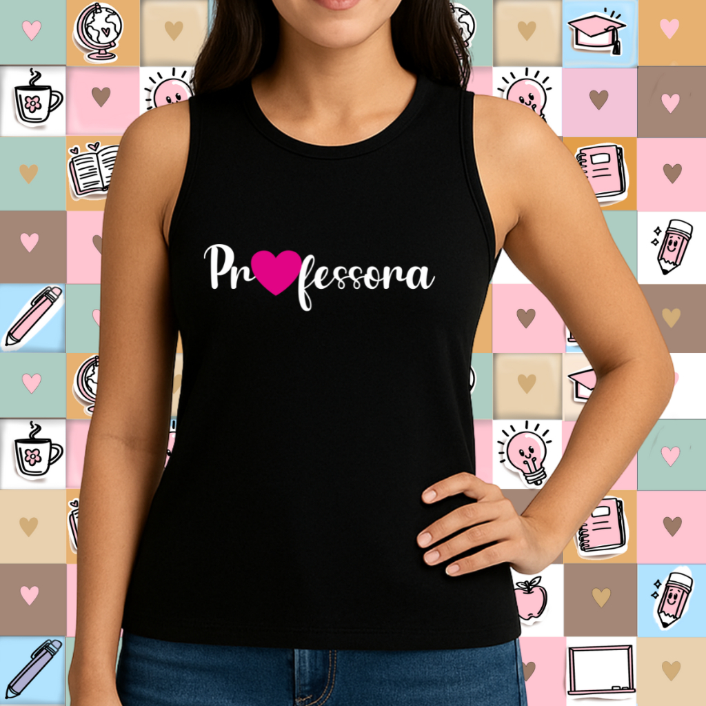 Regata Plus de Algodão Estampa Professora Delicada Caimento Top Conforto Garantido Para o Dia a Dia em Oferta na Shopee