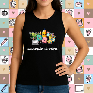 Regata Uniforme Docente 100% Algodão Conforto Plus Estampa Lúdica Materiais Escolares Professora em Oferta na Shopee