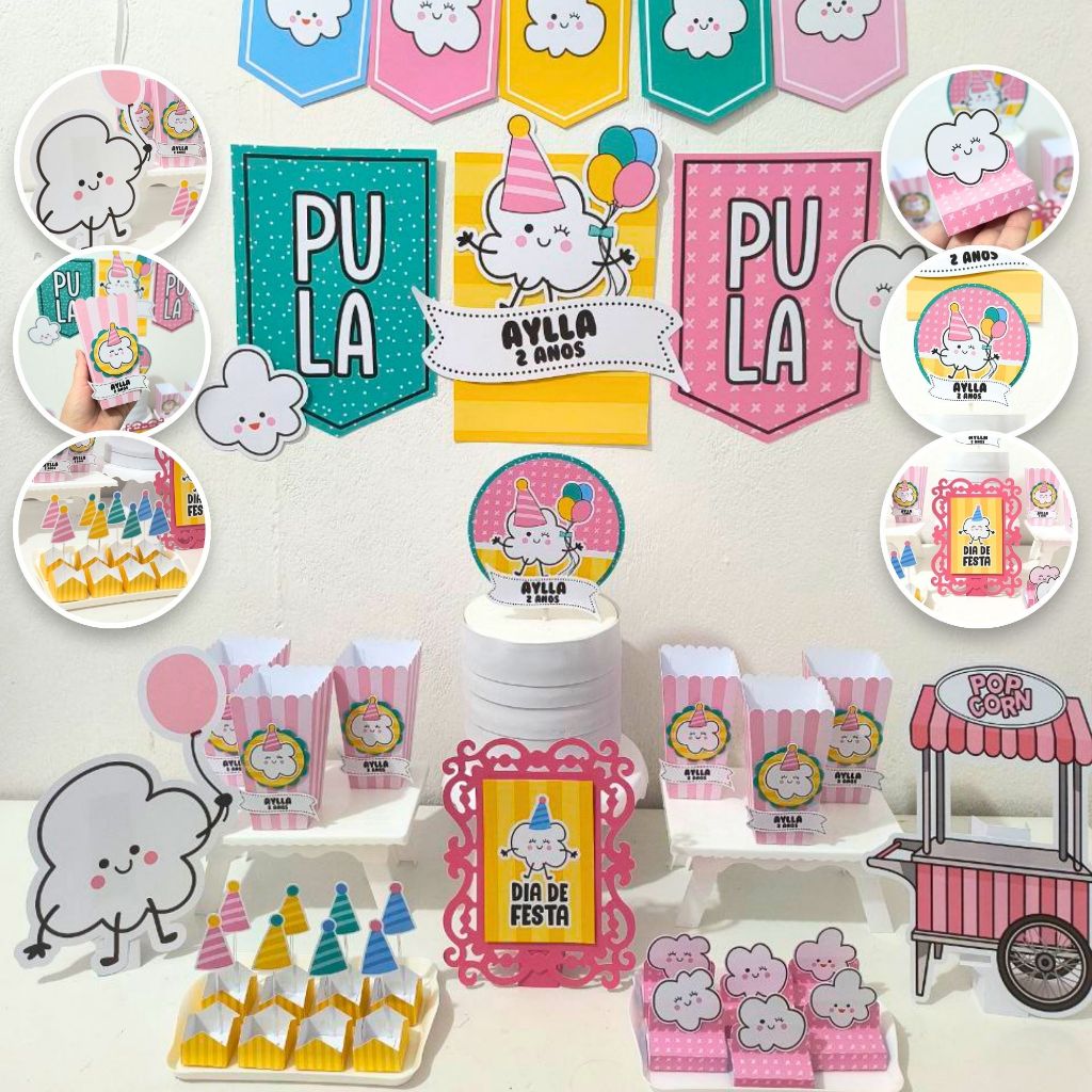 Kit Festa- 100 ITENS-PULA PIPOQUINHA Personalizado Só um Bolinho | Mesversário Aniversário Decoração