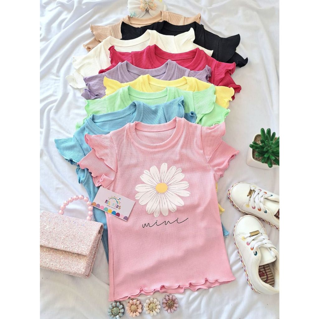 Blusa Infantil Feminina Margarida Mimi Manga Dupla Casual Menina Canelado Ribana DTF07 em Oferta na Shopee