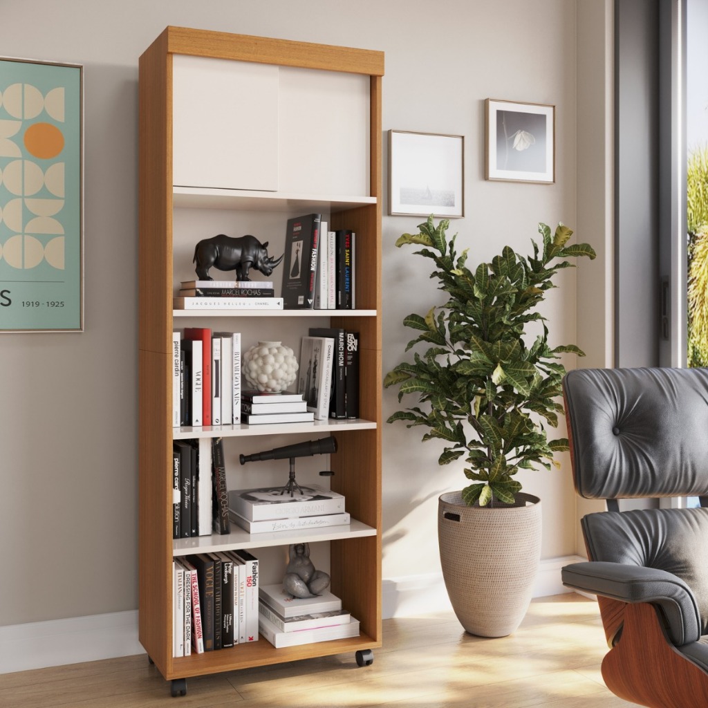 Livreiro Londres Organizador Oficce Prateleiras Estante Multiuso Armario Portas Rodizio Escritório em Oferta na Shopee