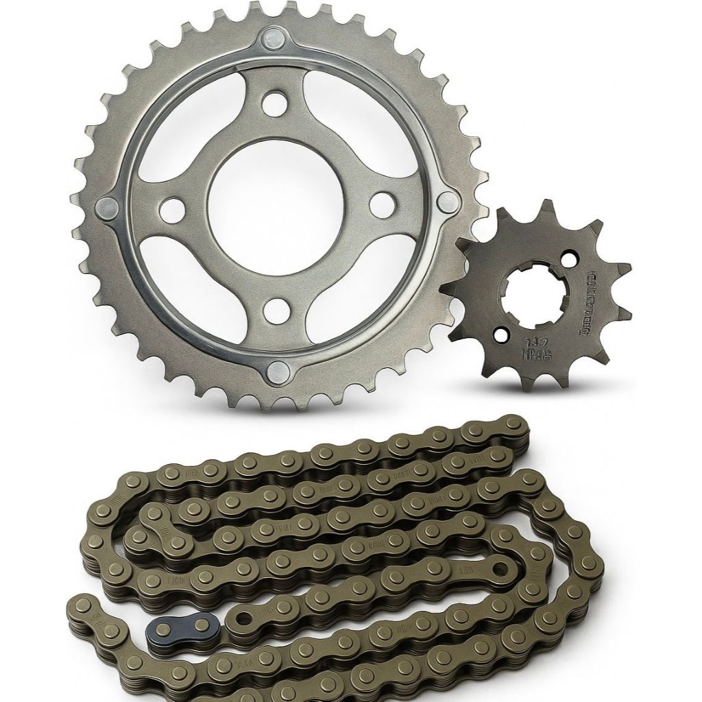 Kit Relação Transmissão Tração Relação Completa Titan 125 2000 a 2004 / Fan 125 2004 a 2008 aço 1045