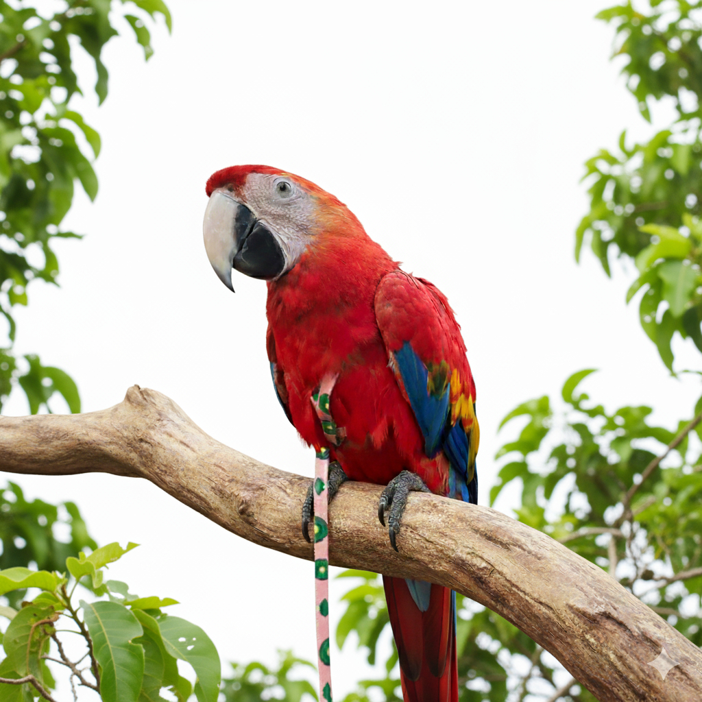 Coleira Guia Peitoral Ajustável Para Aves Grandes – Arara, Cacatua e Papagaio