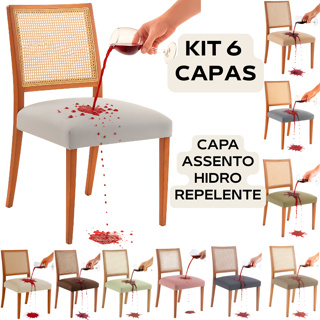 KIT 06 CAPAS ASSENTO CADEIRA HIDRO REPELENTE SALA ESTAR CONFIAVEL COZINHA CHURRASQUEIRA IMPERMEAVEL em Oferta na Shopee