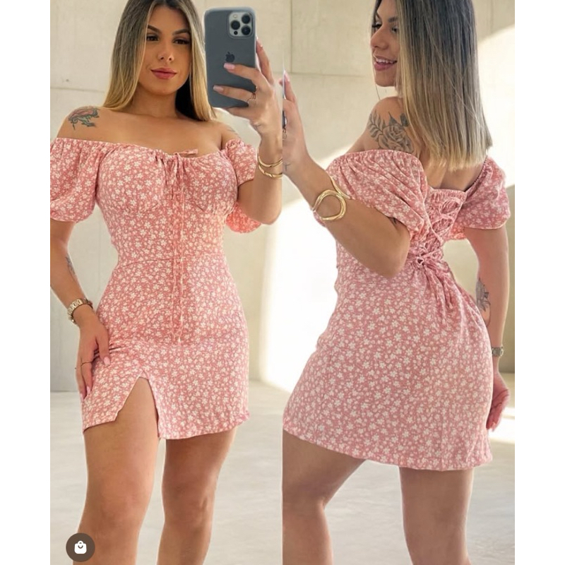 Macaquinho  MANGA CURTA floral camponesa com bojo elastex nas costas