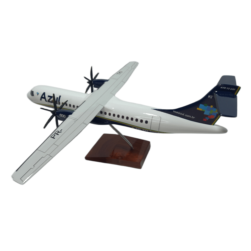 Maquete de Avião em Resina Atr 72 - 600 Azul 37 cm