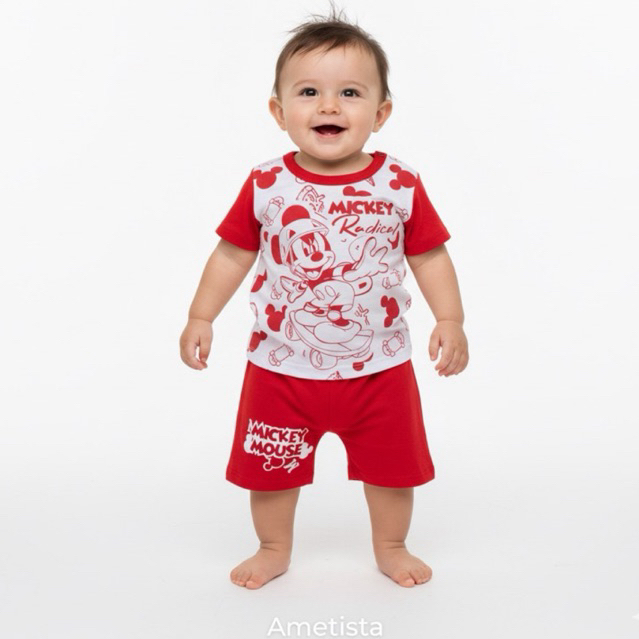 Conjunto Bebê Menino com Camisa e Short Personagens | Look Divertido Roupa Infantil Bebe Masculino