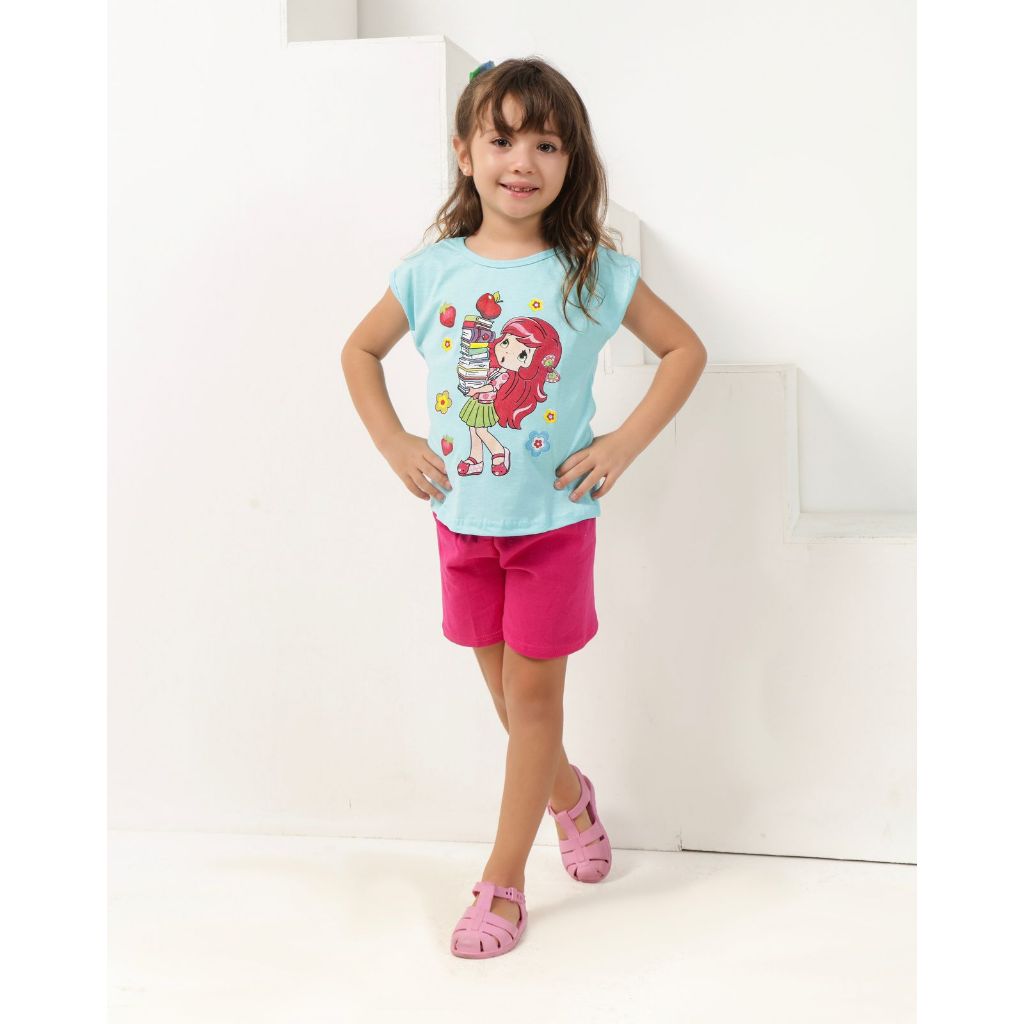 Kit Sortido 10 Peças de Roupas Infantil Menina- 5 Camisetas + 5 Bermudas - Kit 5 Conjuntos de Roupa Verão Feminina Bebê