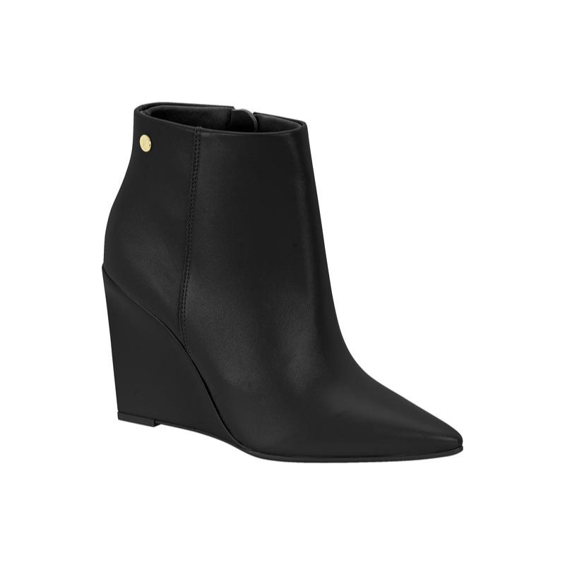 Bota Vizzano Ankle Boot Feminina Salto Anabela Wedge Bico Fino Elegante Inverno
