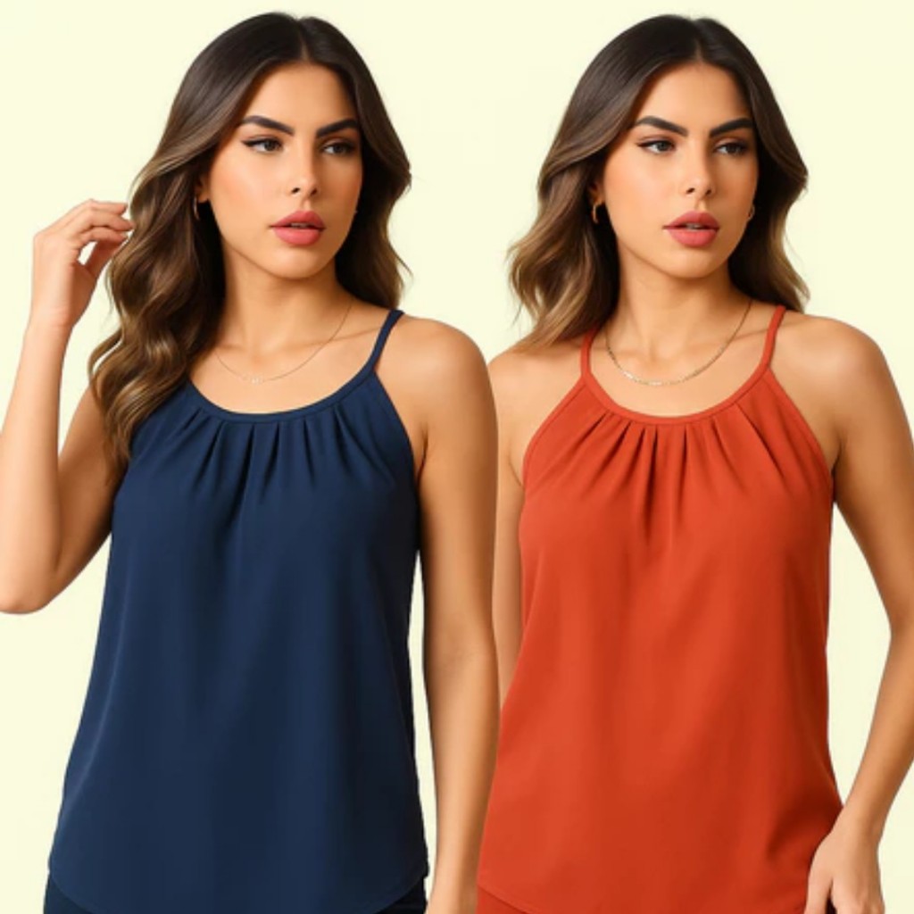 Kit 2 Blusinhas de Alça Soltinha Bata Fresquinha Para o Verão Qualidade Premium