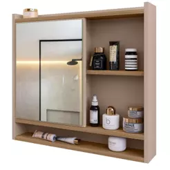 Espelheira para Banheiro Aqua ou Tulipa com Espelho, Armário Suspenso em MDP 12mm Compacto e Moderno