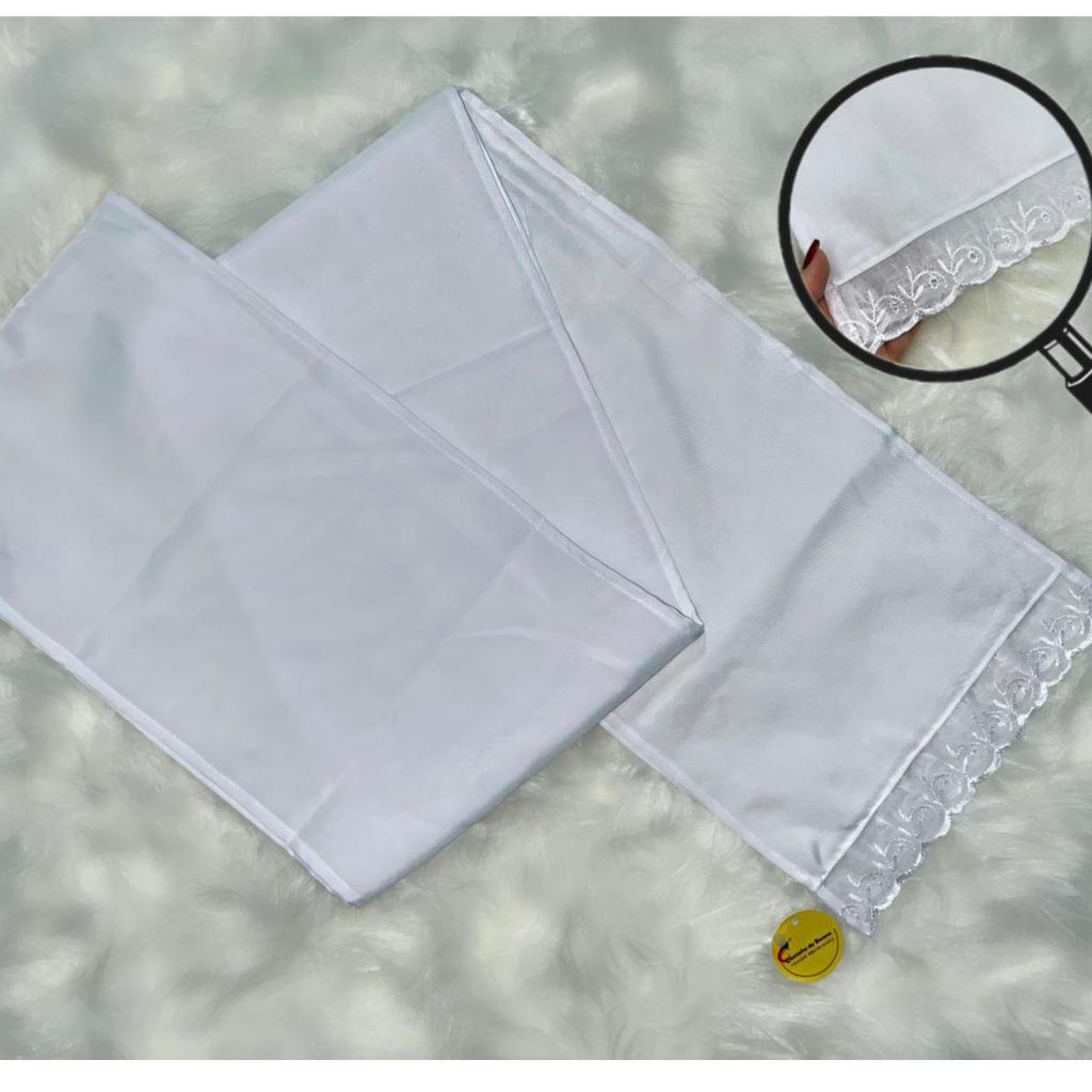 Ojá Pano de Cabeça Básico Reto com Bordado Branco Vermelho Preto 3m