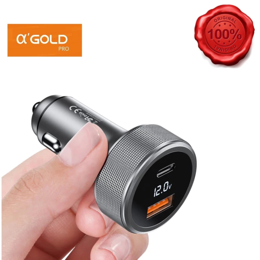 Carregador veicular carro turbo 60 W 9.1A CJ12-4 USB USB-C AGold