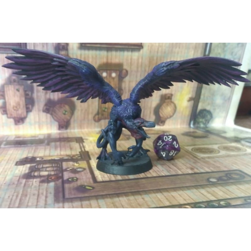 Vrock Kenku Homem Passaro. Miniatura RPG pintada. Dungeons and Dragons. Demônio, Avernus.