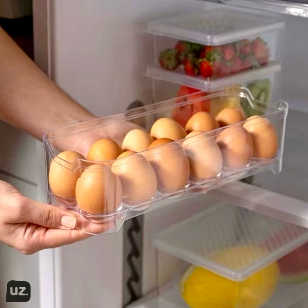 Organizador Porta Ovos Para 12 Unidades Uz Acrílico Transparente Resistente Dispenser Geladeira Bancada Armário Despensa