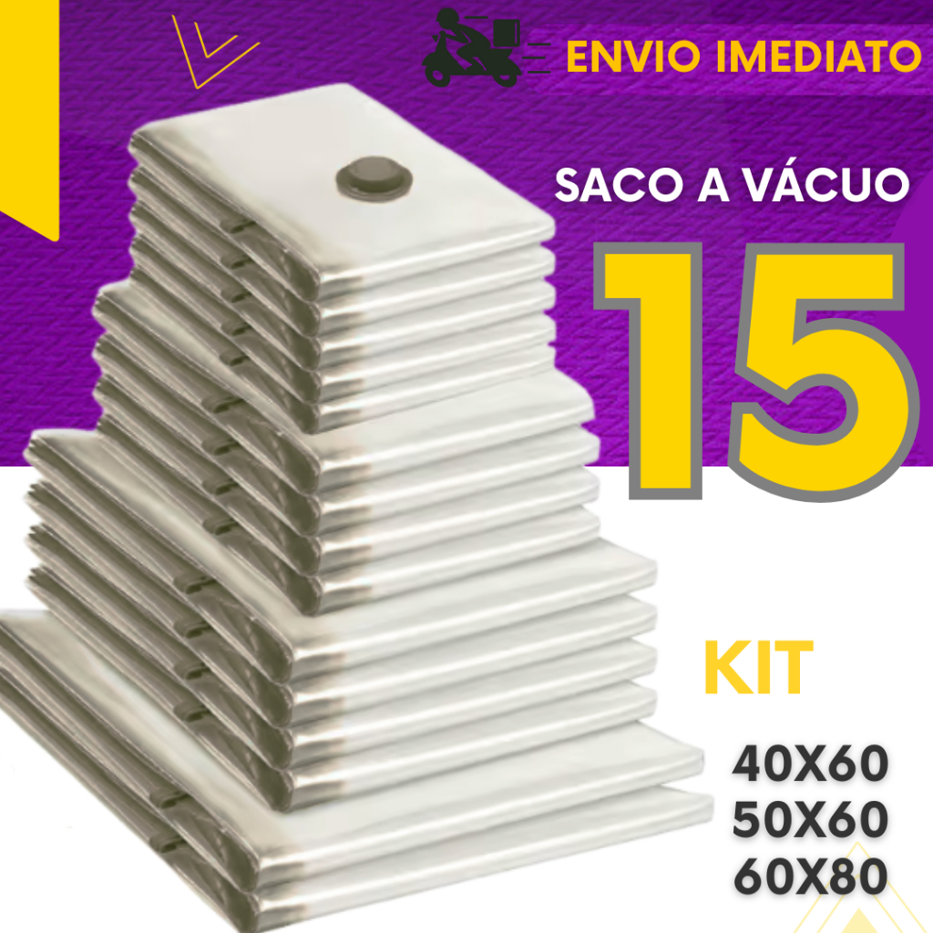 Kit 15 Saco A Vácuo Bomba Manual Organizador Viagem Casa Roupas Cobertas Resistente Reutilizável