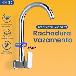 Torneira Parede Inox Giratória 360°para Cozinha em Oferta na Shopee