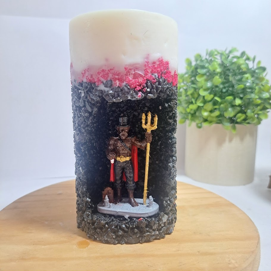 Vela Aromática - Exu Tranca Rua - Pedras Naturais e Resina - Oratório Umbanda