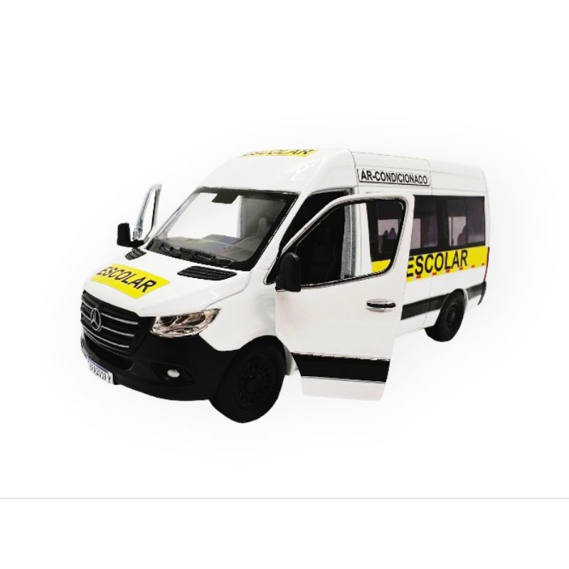 Kit com 4 Miniaturas Van Escolar Mercedes Sprinter metal
