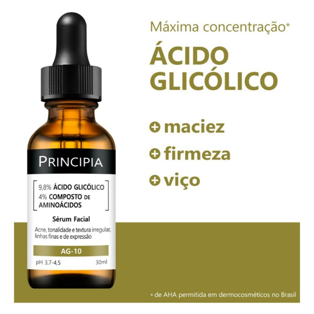 AG-10 Principia Sérum com 9,8% de Ácido Glicólico e 4% de composição de aminoácidos 1 iNID