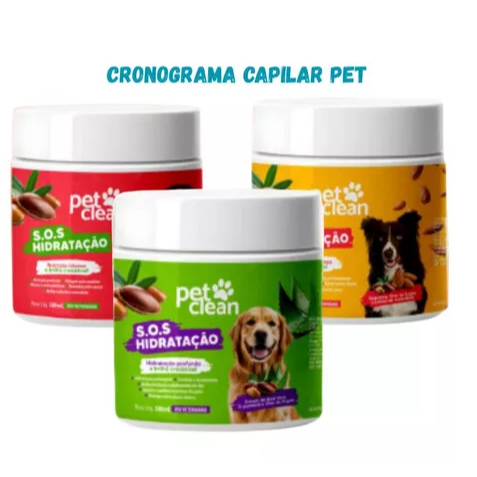 Kit Pet Clean 3 Máscaras S.O.S Hidratação Completa - Cronograma Capilar Cães & Gatos Brilho e Maciez em Oferta na Shopee