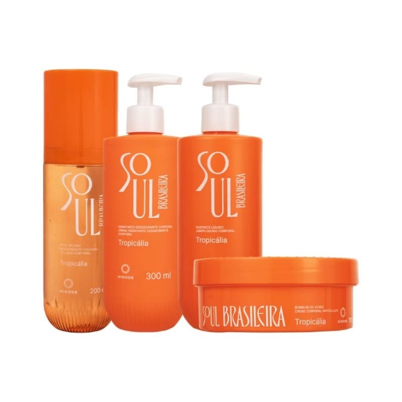 Linha Soul Brasileira Tropicália HINODE Body Splash + Sabonete Líquido + Hidratante + Anti Celulite