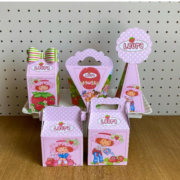 PEGUE E MONTE Kit Personalizados MORANGUINHO | Lembrancinha | Mesversário | Aniversário