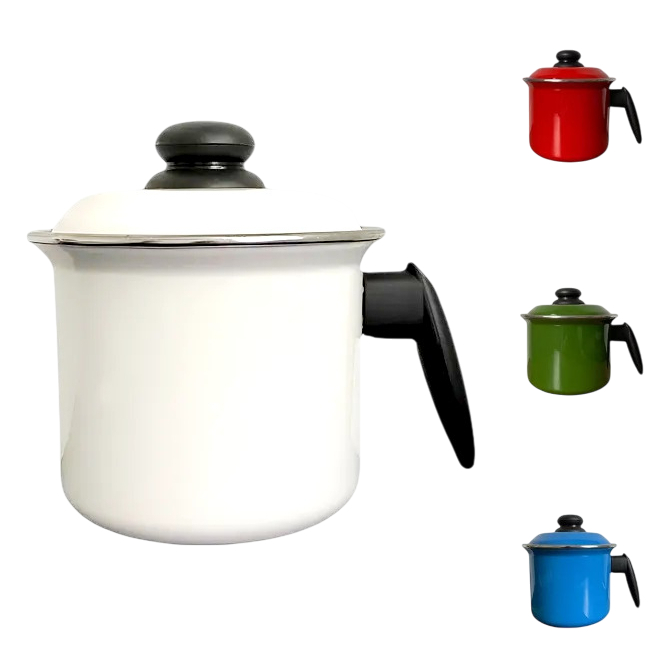 Caneca Leiteira Esmaltada Ágata Com Tampa 1,8 Litros Fervedor Fogão Indução - Metallouça