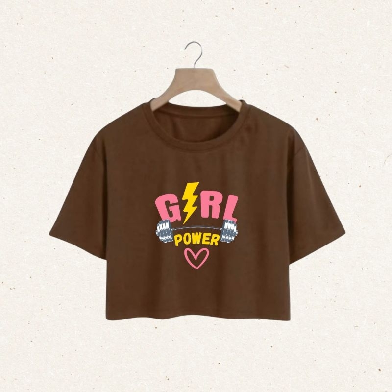 Blusa Feminina Cropped Academia Estampado Girl Power Algodão Confortável