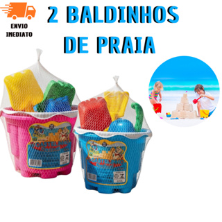 Kit 2 Baldinhos De Praia Infantil Com Pazinha e Forminhas Diversão Garantida Na Areia em Oferta na Shopee