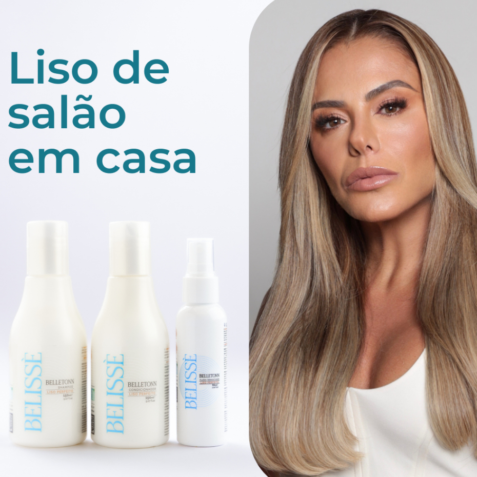 Belletonn Belissé Efeito Liso Salão em Casa 150ml - 3 Unidades 01 Shampoo 01 Condicionador 01 Fluido em Oferta na Shopee
