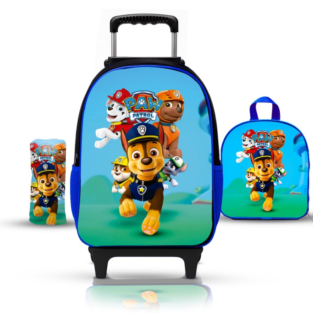 KIT Mochila Escolar Infantil Patrulha Canina com lancheira e estojo - Reforçada
