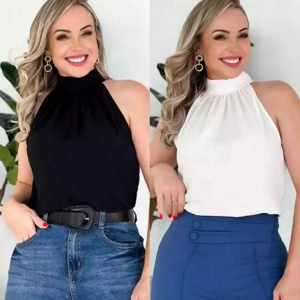 Regata Blusa Gola Alta Tecido DUNA