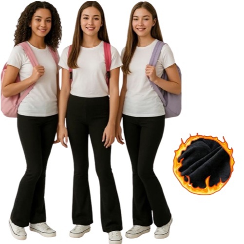 Kit 3 Legging Flare Escolar Infantil Juvenil Suplex Femina Linda Dia Das Crianças