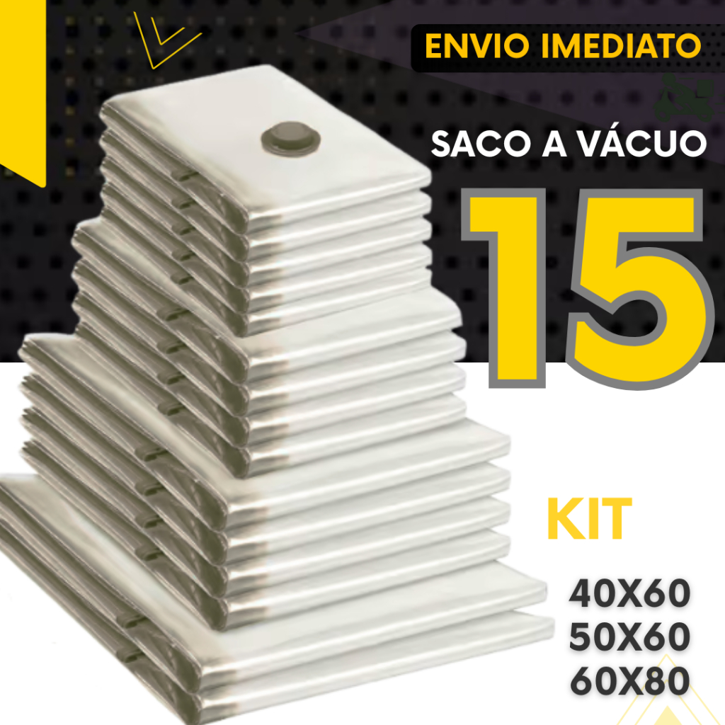 Kit 15 Saco a Vácuo Bomba Manual Organizador Viagem Casa Roupas Cobertas Resistente Reutilizável
