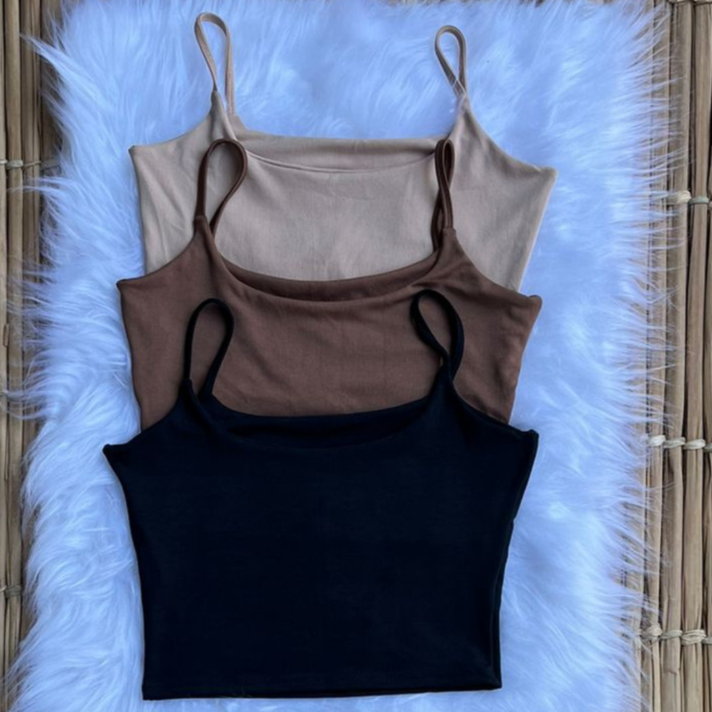 Kit 3 Cropped Feminino  Suplex Blogueira Croped Alça fina Top Academia Simples Verão Praia Férias em Oferta na Shopee