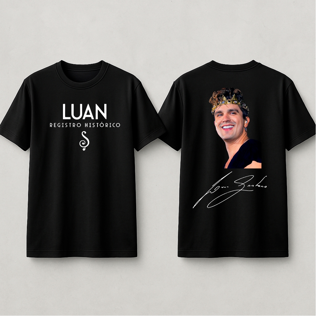 Camisa Camiseta Luan Santana Assinatura Cantor Álbum Registro Histórico Turne 305 em Oferta na Shopee