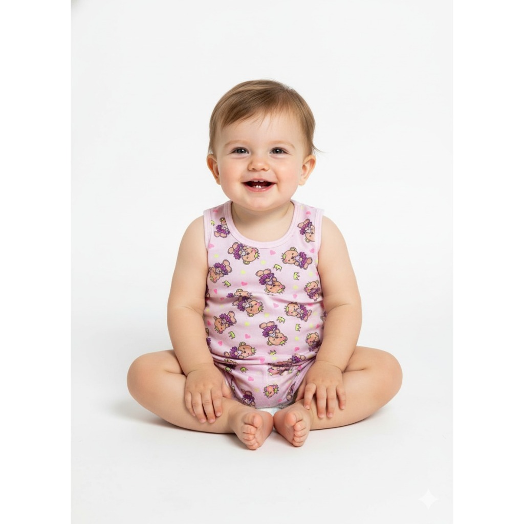 Kit  Conjunto Bebê Regata e shortinho Estampado | Pijama Malha Confortável  Menino e Menina| P M