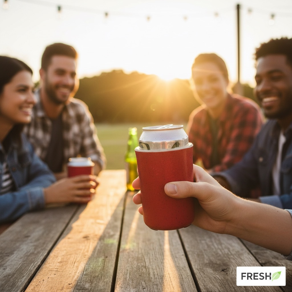 Porta Lata em Alumínio Térmico latão latinha para Cerveja COR ROS