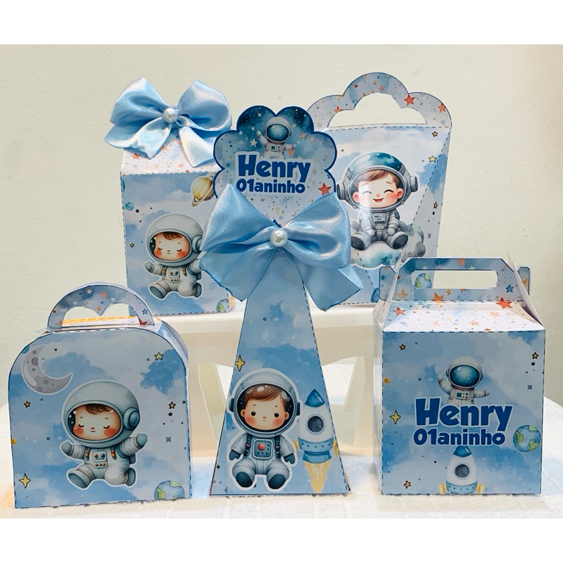 Kit Caixinhas Personalizadas Astronauta | Lembrancinhas de Aniversário | Kit Festa Personalizado