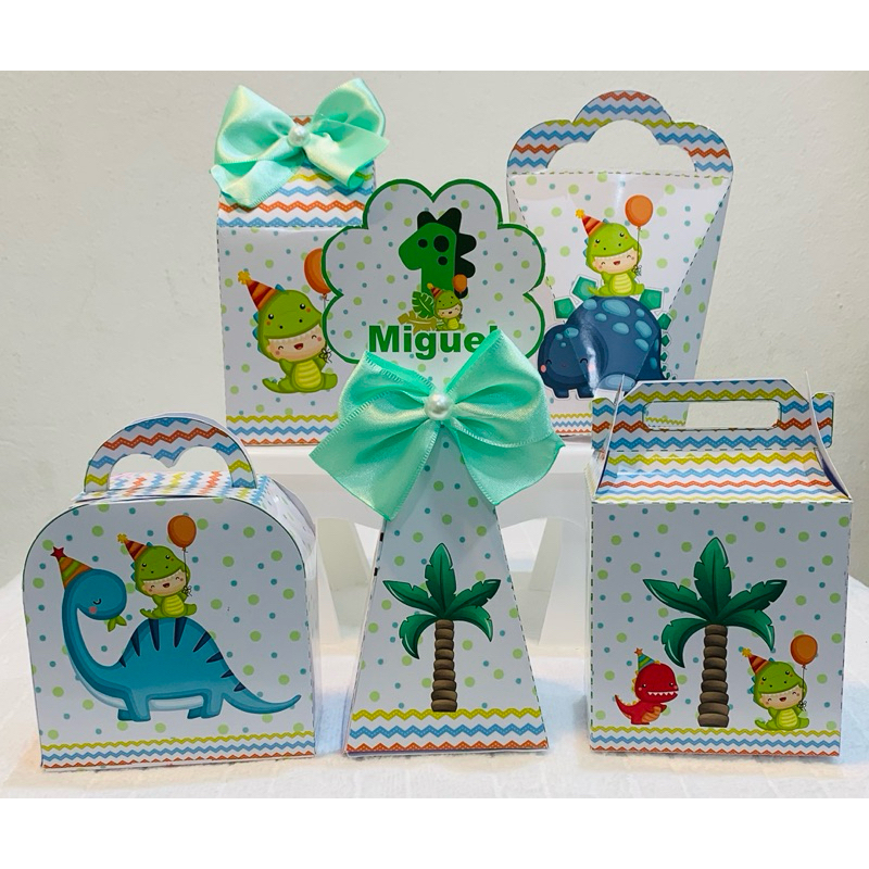 Kit Caixinhas Personalizadas Dino Baby | Lembrancinhas de Aniversário | Kit Festa Personalizado